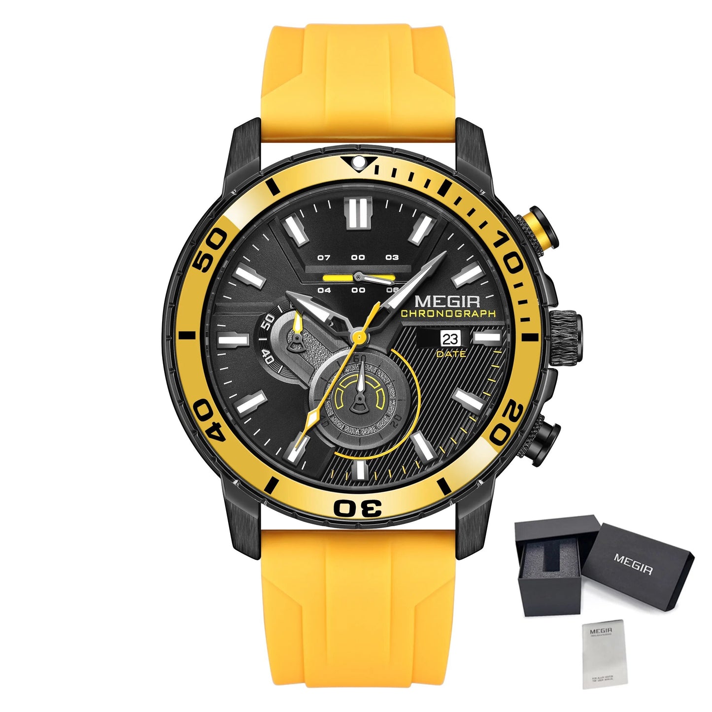 MEGIR Luxury Military Watches for Men Fashion Sport Quartz Wristwatch Waterproof Silicone Band Male Clock Chronograph with Date-21