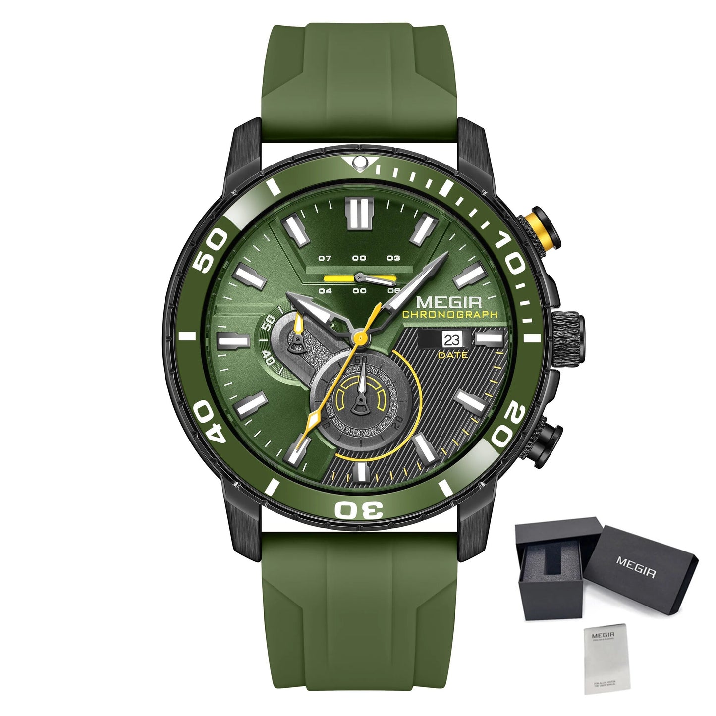 MEGIR Luxury Military Watches for Men Fashion Sport Quartz Wristwatch Waterproof Silicone Band Male Clock Chronograph with Date-20