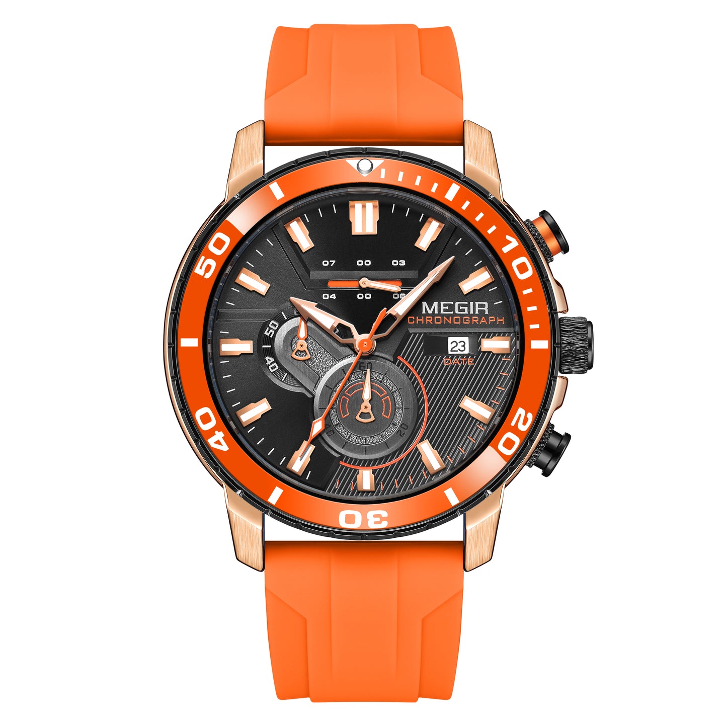 MEGIR Luxury Military Watches for Men Fashion Sport Quartz Wristwatch Waterproof Silicone Band Male Clock Chronograph with Date-12