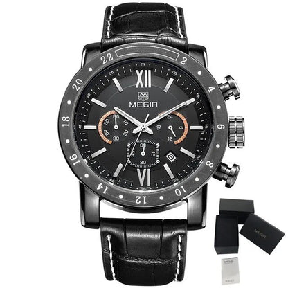 MEGIR Luxury Men's Business Watches Chronograph Waterproof Stainless Steel Quartz Watch Calendar Male Clock Reloj Hombre 3008-15