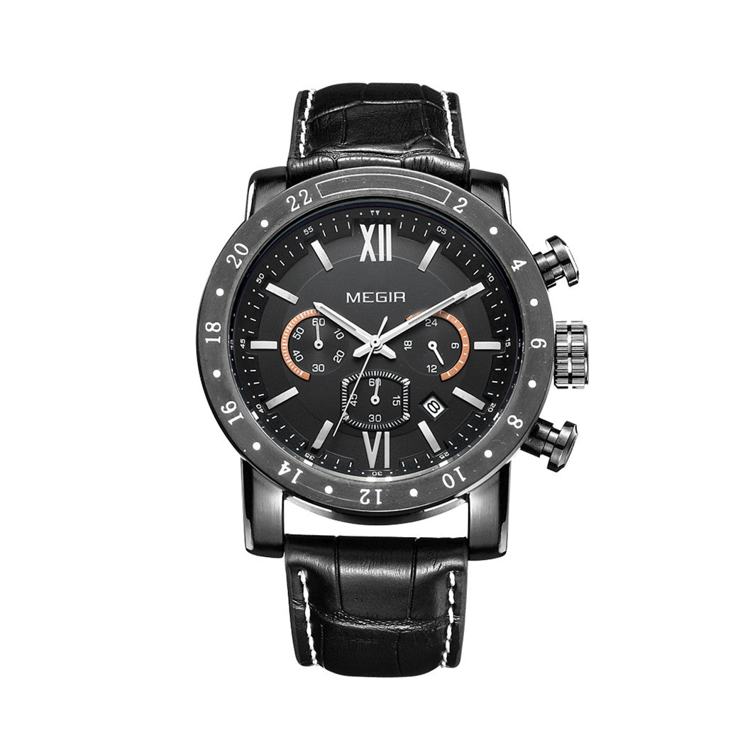 MEGIR Luxury Men's Business Watches Chronograph Waterproof Stainless Steel Quartz Watch Calendar Male Clock Reloj Hombre 3008-8