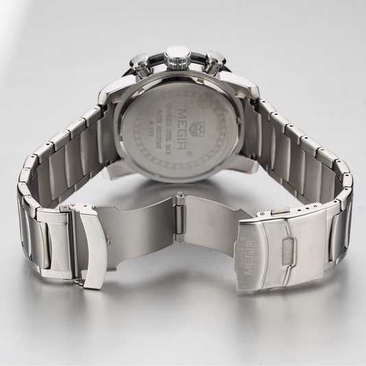 MEGIR Luxury Men's Business Watches Chronograph Waterproof Stainless Steel Quartz Watch Calendar Male Clock Reloj Hombre 3008-10