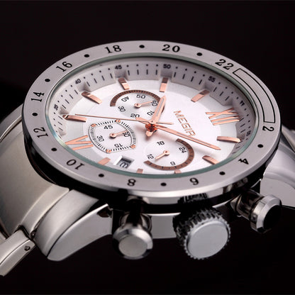 MEGIR Luxury Men's Business Watches Chronograph Waterproof Stainless Steel Quartz Watch Calendar Male Clock Reloj Hombre 3008-9