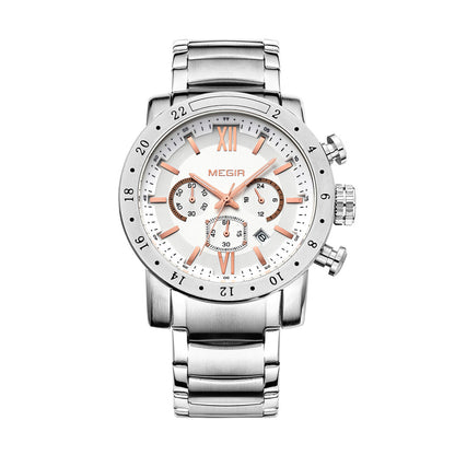MEGIR Luxury Men's Business Watches Chronograph Waterproof Stainless Steel Quartz Watch Calendar Male Clock Reloj Hombre 3008-4