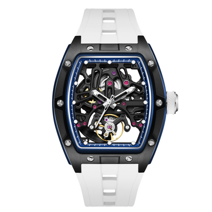 New Skeleton Dial Watches for Men Stainless Steel Case Automatic Mechanical Wristwatch Waterproof Luminous Sport Watch 9198-1-18