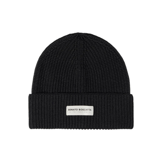 RB5003A | CERVINO Wool Blend Knit Hat Made in Italy. Black - One Size-0
